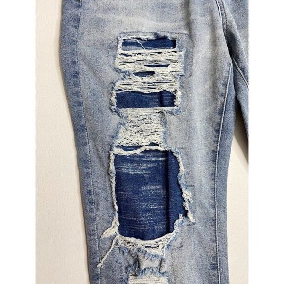 URBAN HERITAGE Light Wash Girlfriend Low Rise Cropped Distressed Jeans Sz 7 - Picture 7 of 10